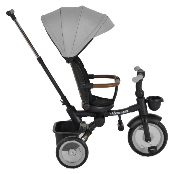 Tricicleta Pliabila cu maner, 1-5 Ani, Byox Jasper Grey, scaun reversibil 360 grade si pozitie de somn, Dimensiune pliat 70 x 50 x 55 cm