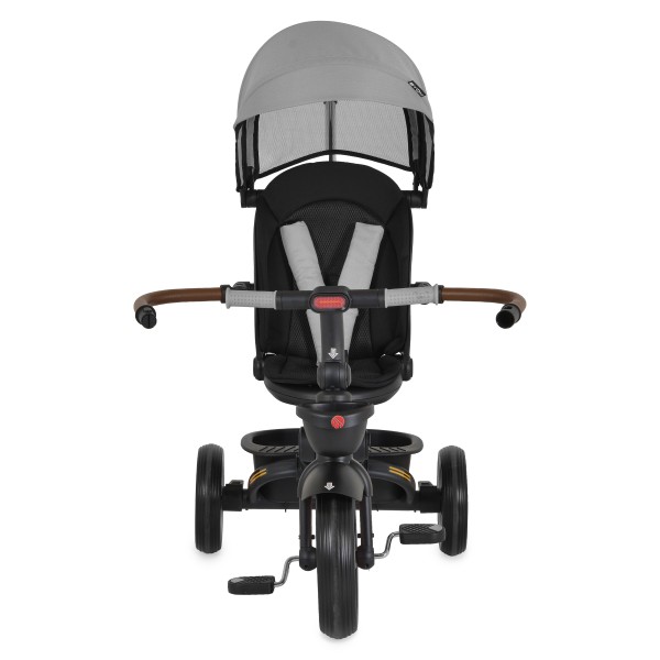 Tricicleta Pliabila cu maner, 1-5 Ani, Byox Jasper Grey, scaun reversibil 360 grade si pozitie de somn, Dimensiune pliat 70 x 50 x 55 cm