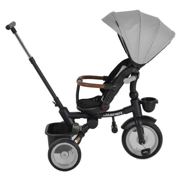 Tricicleta Pliabila cu maner, 1-5 Ani, Byox Jasper Grey, scaun reversibil 360 grade si pozitie de somn, Dimensiune pliat 70 x 50 x 55 cm