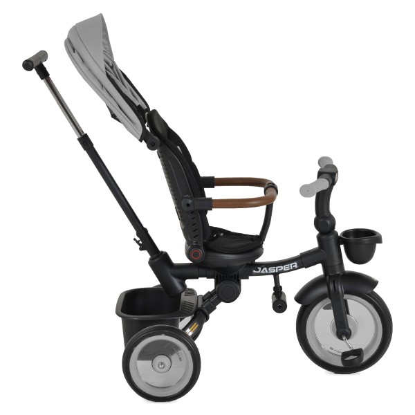 Tricicleta Pliabila cu maner, 1-5 Ani, Byox Jasper Grey, scaun reversibil 360 grade si pozitie de somn, Dimensiune pliat 70 x 50 x 55 cm
