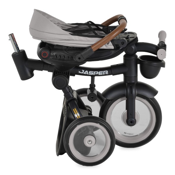 Tricicleta Pliabila cu maner, 1-5 Ani, Byox Jasper Grey, scaun reversibil 360 grade si pozitie de somn, Dimensiune pliat 70 x 50 x 55 cm