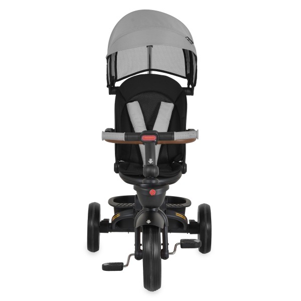Tricicleta Pliabila cu maner, 1-5 Ani, Byox Jasper Grey, scaun reversibil 360 grade si pozitie de somn, Dimensiune pliat 70 x 50 x 55 cm
