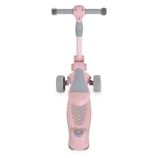 Trotineta copii 2 in 1 Byox Checkmate Lace Pink, cu scaun si ghidon reglabil, lumini si muzica, 3+ ani, 50 kg