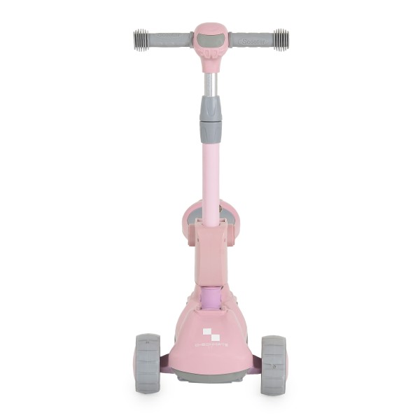 Trotineta copii 2 in 1 Byox Checkmate Lace Pink, cu scaun si ghidon reglabil, lumini si muzica, 3+ ani, 50 kg