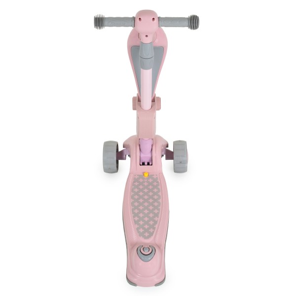 Trotineta copii 2 in 1 Byox Checkmate Lace Pink, cu scaun si ghidon reglabil, lumini si muzica, 3+ ani, 50 kg
