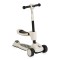 Trotineta copii 2 in 1 Byox Checkmate Royal White, cu scaun si ghidon reglabil, lumini si muzica, 3+ ani, 50 kg