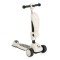 Trotineta copii 2 in 1 Byox Checkmate Royal White, cu scaun si ghidon reglabil, lumini si muzica, 3+ ani, 50 kg