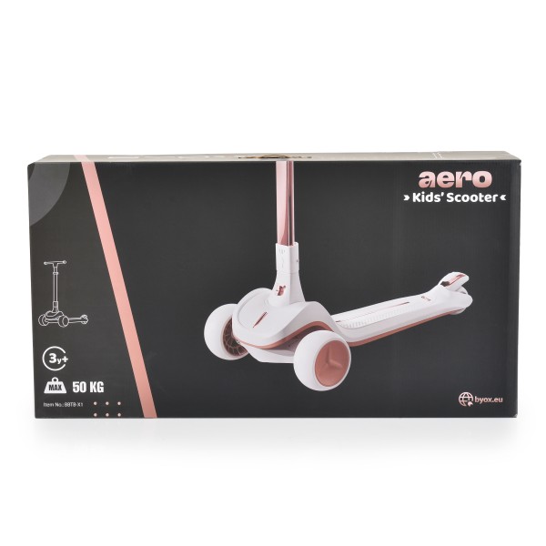 Trotineta copii Byox Aero Coal Black, pliabila, ghidon reglabil 5 niveluri, lumini fara baterii, 3+ ani, 50 kg