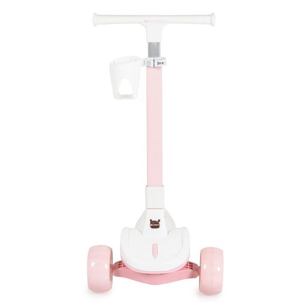 Trotineta copii Byox Aero Lace Pink, pliabila, ghidon reglabil 5 niveluri, lumini fara baterii, 3+ ani, 50 kg