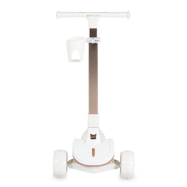 Trotineta copii Byox Aero Royal White, pliabila, ghidon reglabil 5 niveluri, lumini fara baterii, 3+ ani, 50 kg