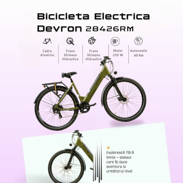 Bicicleta Electrica Devron 28426RM - 28 Inch, M, Verde