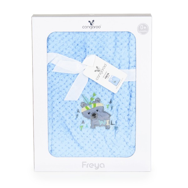 Set 2 bucati Păturică Bebe Cocolino Cangaroo 110x80 cm – Moale și Pufoasă, pentru Pătuț și Cărucior, 0+ luni, Alb si Albastru