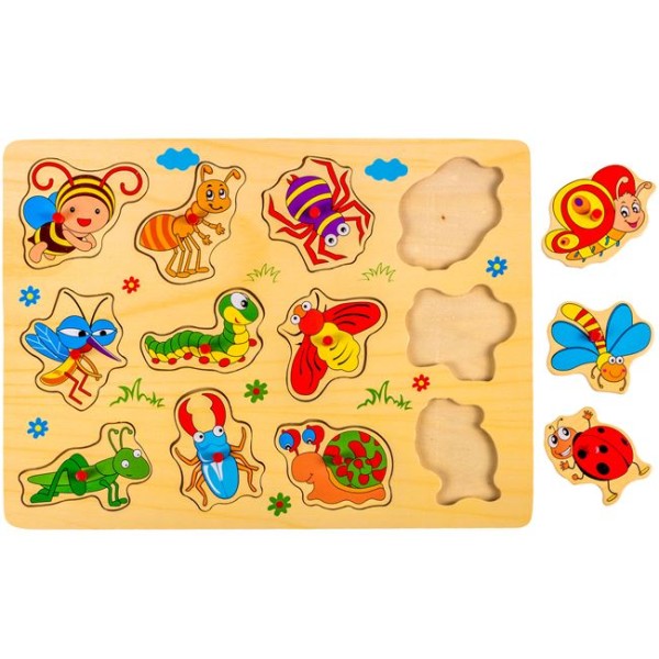 Puzzle din Lemn Educațional – Set 4 Bucăți pentru Copii 3-5 Ani – Cifre, Forme, Animale și Vehicule