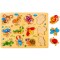 Puzzle din Lemn Educațional – Set 4 Bucăți pentru Copii 3-5 Ani – Cifre, Forme, Animale și Vehicule