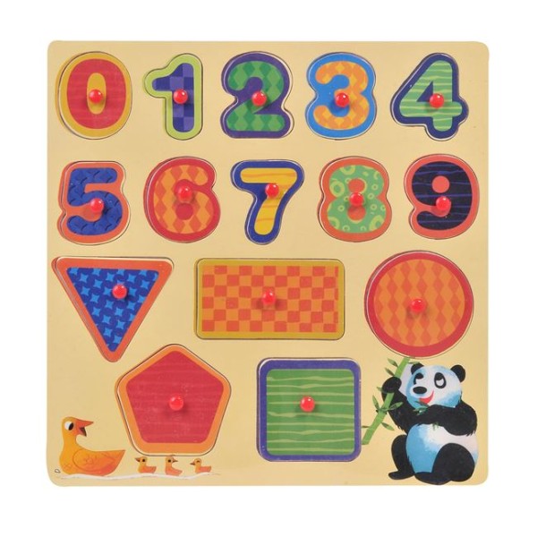 Puzzle din Lemn Educațional – Set 4 Bucăți pentru Copii 3-5 Ani – Cifre, Forme, Animale și Vehicule