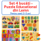 Puzzle din Lemn Educațional – Set 4 Bucăți pentru Copii 3-5 Ani – Cifre, Forme, Animale și Vehicule