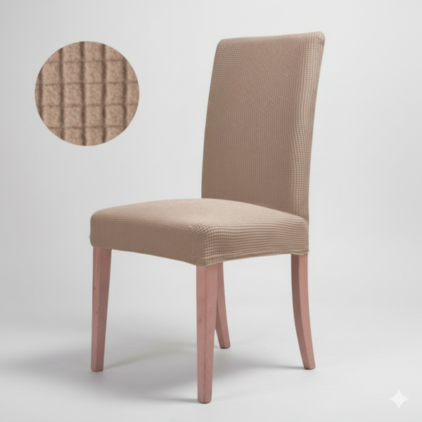 Husă de scaun decorativă elastică OEM Bej cu carouri – pentru scaune fără brațe