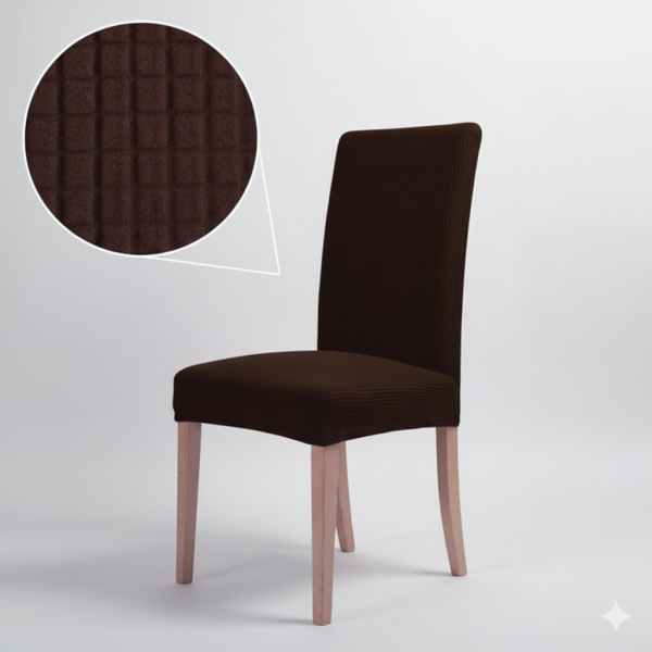 Husă scaun decorativă elastică OEM Maro cu carouri relief – pentru scaune fără brațe