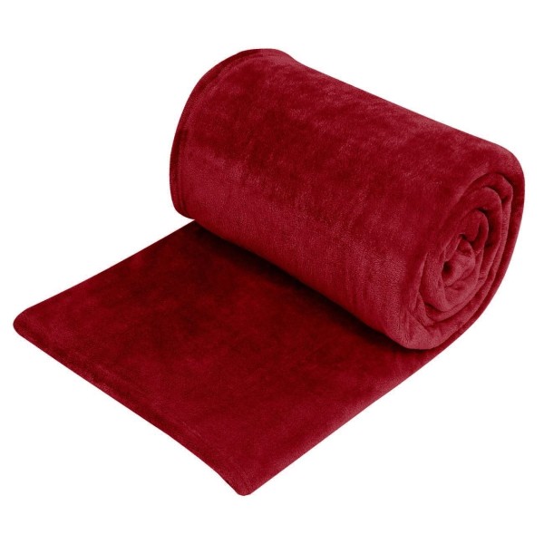 Pătură Groasă Catifelată Dublă Bordo pentru Pat Matrimonial 230x220 cm