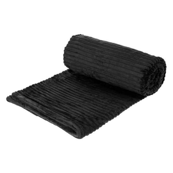 Pătură Groasă Catifelată Dublă Negru Pat Matrimonial 230x220 cm