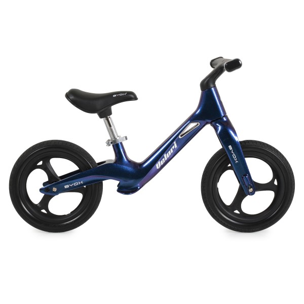 Bicicletă de echilibru cu vopsea perlată Byox Velori Sky Blue 2+ ani – cadru ușor din magneziu, șezut reglabil și lumini interactive