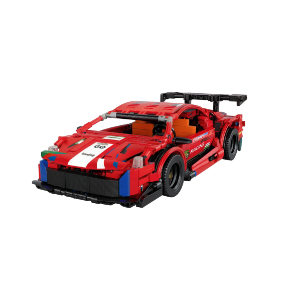 Set cuburi de construcție Creative Blocks 668 piese – mașină de curse roșie cu uși verticale și detalii realiste, dificultate 5/5, 6 ani+
