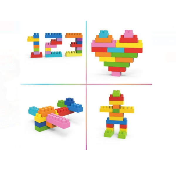 Set cuburi de construcție Bildo Blocks Deluxe – 100 piese multicolore, compatibile și educative, 3 ani+