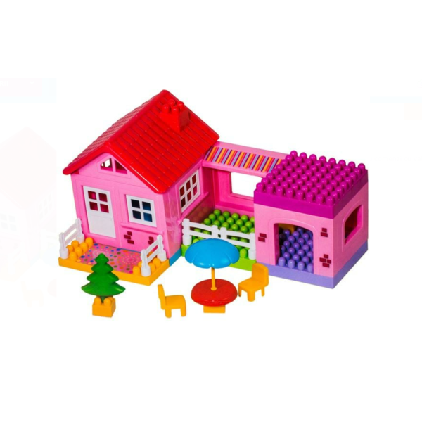Set cuburi de construcție Casa Pink – 36 piese colorate, jucărie creativă pentru fetițe, 18+ luni