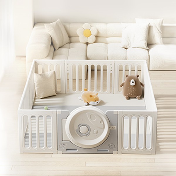 Țarc de Joacă Cubby Land cu Covoraș XPE și 50 Bile – Transformabil în Dulap, Moni Garden