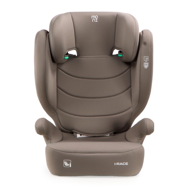 Scaun Auto i-Race Moni cu Isofix, Cool Beige R129 i-Size 100–150 cm, Tetieră Reglabilă, Booster Detasabil