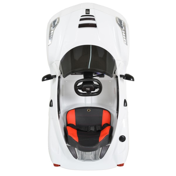 Masina Electrica Copii Moni Liberty white 12V 7Ah, 3 Viteze 3-8 km/h, Telecomanda 2.4GHz, Bluetooth, LED, Roti EVA