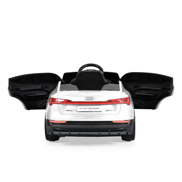 Masina Electrica Copii Audi White 12V 7Ah, 2 Motoare, 3-8 km/h, Telecomanda 2.4GHz, Bluetooth, Roti EVA