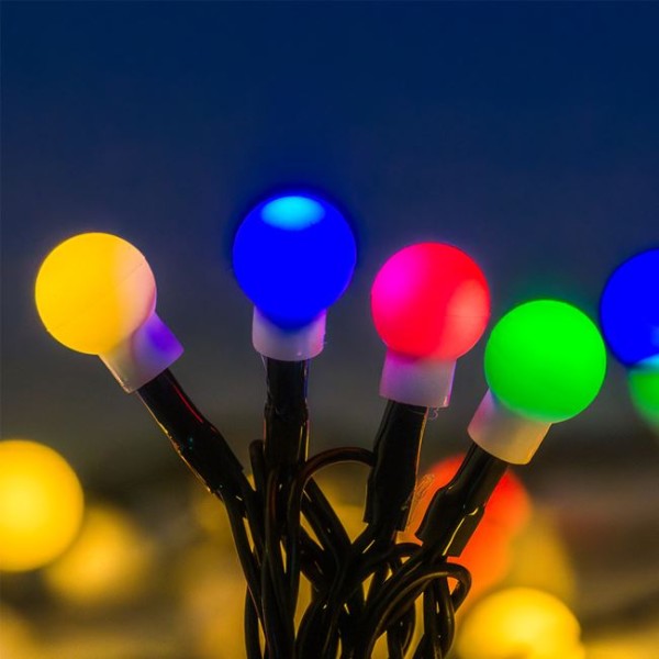 Instalatie Luminoasa de Craciun Retro cu 100 Becuri LED Multicolor cu Program, pentru Interior si Exterior, Lungime 8 Metrii