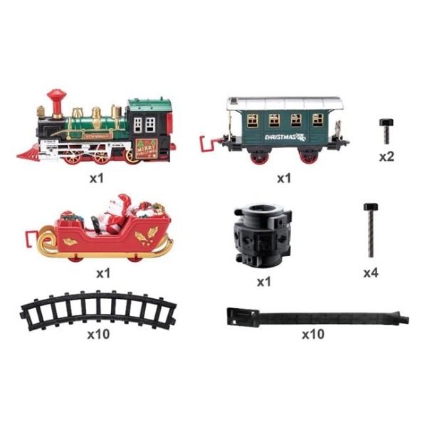 2 in 1 Trenulet cu sine suspendat si podea pentru Brad de Craciun, Muzica si Lumina, Diametru 88 cm, 30 Piese