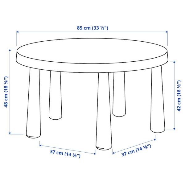 Masuta rotunda de joaca si activitati pentru copii, Rocky Blue, Dimensiune 85x48 cm, Varsta 2 Ani+