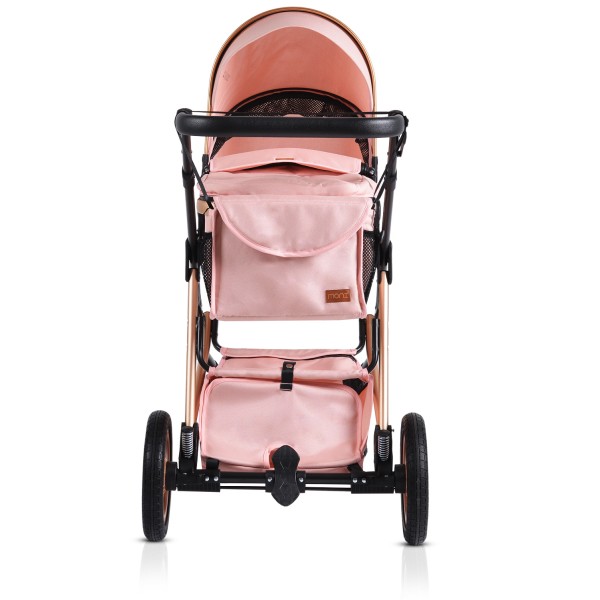 Cărucior 2 în 1 Midas Pink pentru Nou-Născuți – Landou Transformabil în Modul Sport, Cadru Ușor din Aluminiu, Reversibil, 0-15 kg