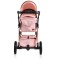 Cărucior 2 în 1 Midas Pink pentru Nou-Născuți – Landou Transformabil în Modul Sport, Cadru Ușor din Aluminiu, Reversibil, 0-15 kg