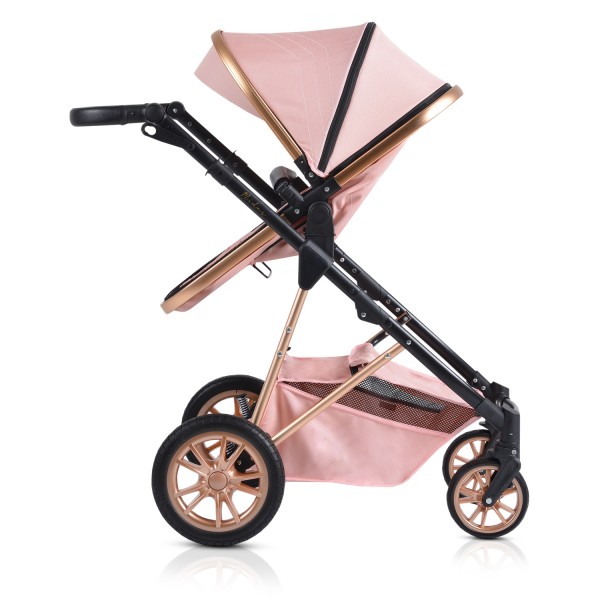 Cărucior 2 în 1 Midas Pink pentru Nou-Născuți – Landou Transformabil în Modul Sport, Cadru Ușor din Aluminiu, Reversibil, 0-15 kg