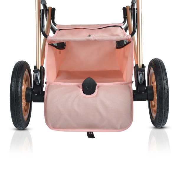 Cărucior 2 în 1 Midas Pink pentru Nou-Născuți – Landou Transformabil în Modul Sport, Cadru Ușor din Aluminiu, Reversibil, 0-15 kg