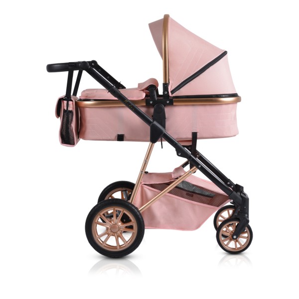 Cărucior 2 în 1 Midas Pink pentru Nou-Născuți – Landou Transformabil în Modul Sport, Cadru Ușor din Aluminiu, Reversibil, 0-15 kg
