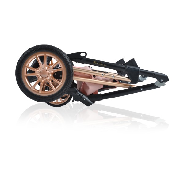 Cărucior 2 în 1 Midas Pink pentru Nou-Născuți – Landou Transformabil în Modul Sport, Cadru Ușor din Aluminiu, Reversibil, 0-15 kg
