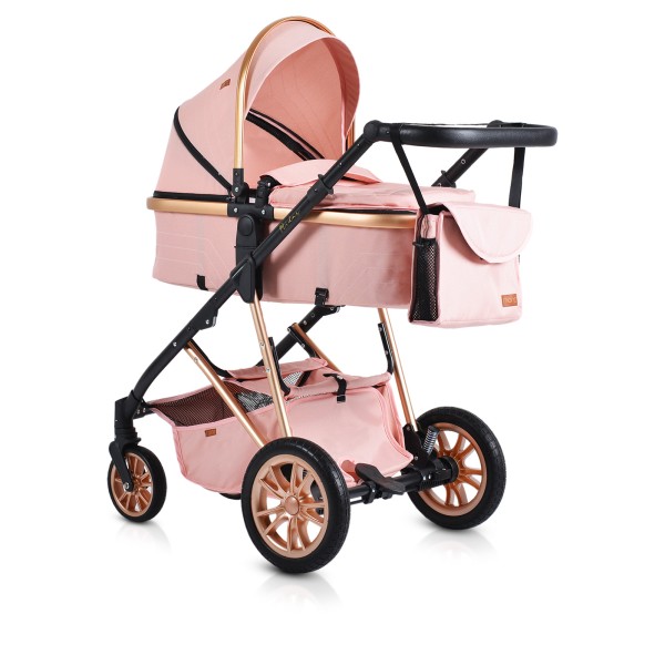 Cărucior 2 în 1 Midas Pink pentru Nou-Născuți – Landou Transformabil în Modul Sport, Cadru Ușor din Aluminiu, Reversibil, 0-15 kg