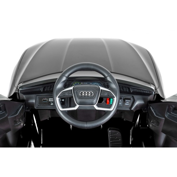 Masina Electrica Copii Audi Black 12V 7Ah, 2 Motoare, 3-8 km/h, Telecomanda 2.4GHz, Bluetooth, Roti EVA