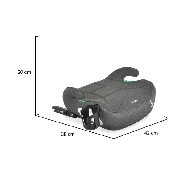 Inaltator Auto cu Isofix si Suport Pahar Cangaroo Moni I-Jet Gri, Inaltime recomandata 125-150cm, Tapiterie detasabila