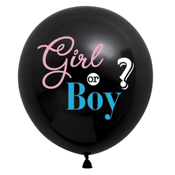 Balon mare cu confetti pentru dezvaluire gen bebelus, Gender Reveal Girl or Boy, Albastru si Roz 