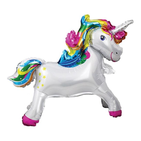 Balon 3D Unicorn Multicolor din folie metalizat, dimensiune 55x41cm