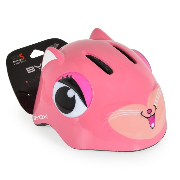 Cască pentru copii Byox Kati Pink cu lumină LED, ventilație și mărime reglabilă S (48–54 cm) – Protecție ușoară pentru bicicletă, trotinetă și role