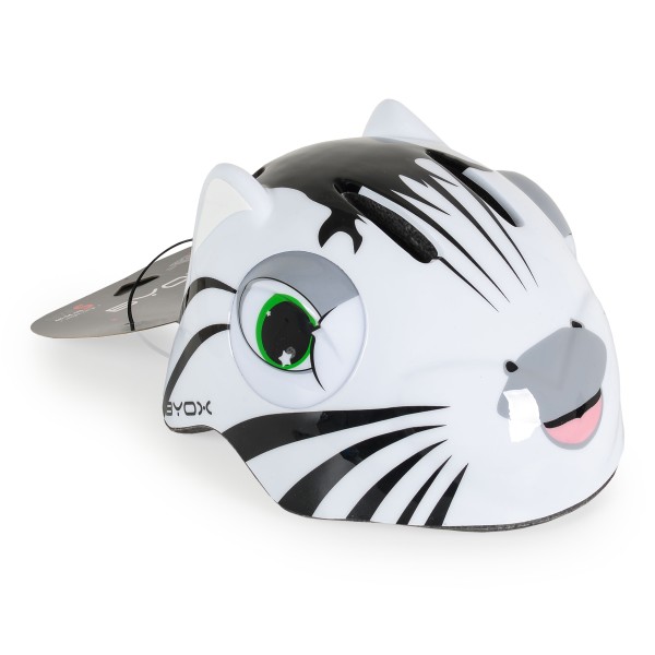 Cască pentru copii Byox Kati White cu lumină LED, ventilație și mărime reglabilă S (48–54 cm) – Protecție ușoară pentru bicicletă, trotinetă și role