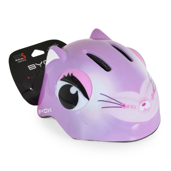 Cască pentru copii Byox Kati Liliac cu lumină LED, ventilație și mărime reglabilă S (48–54 cm) – Protecție ușoară pentru bicicletă, trotinetă și role