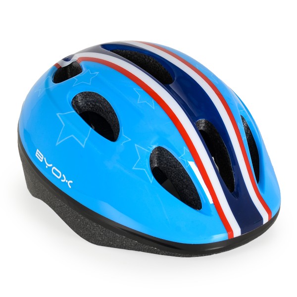Cască pentru copii Byox Y03 Blue cu lumină LED și ventilație – Mărime reglabilă (48–54 cm), ușoară și sigură pentru bicicletă, trotinetă sau role